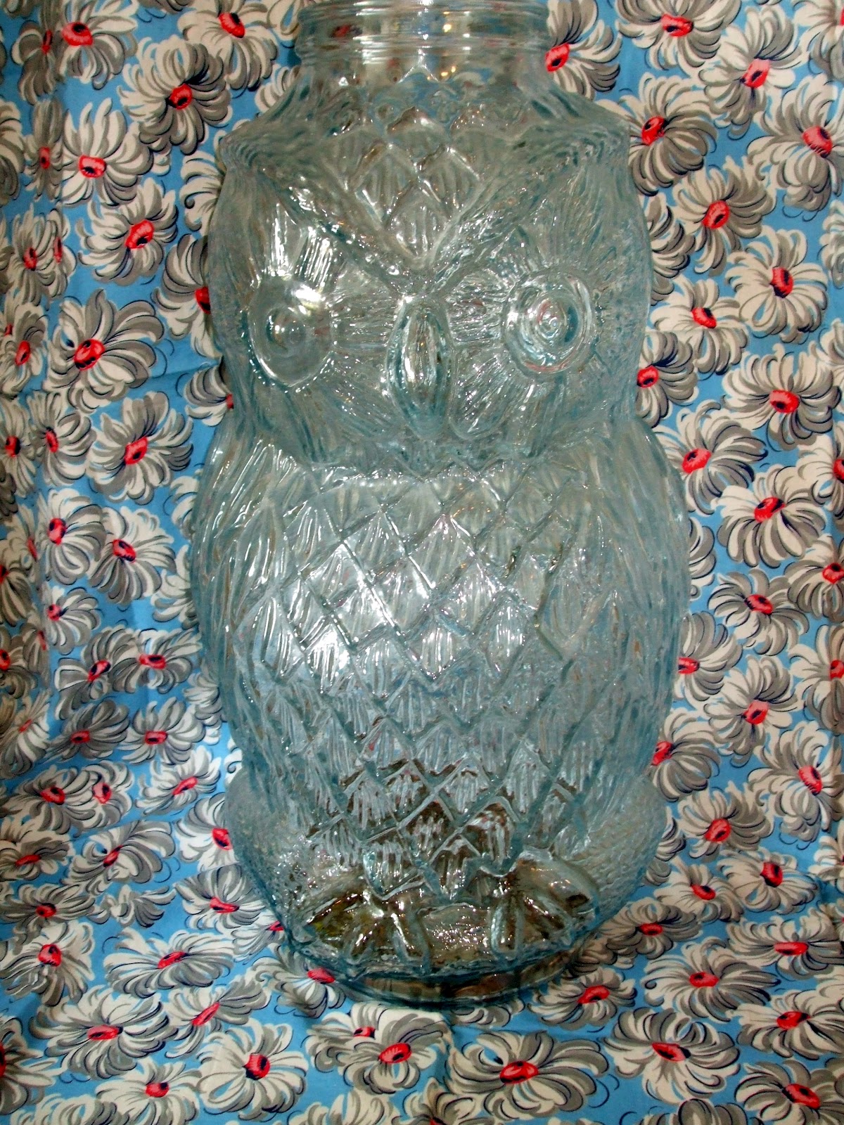 Pink Gerbera Daisies Glass Owl Jar