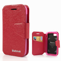 Wallston Filament Grain Leather Case Wallet with Card Slot for BlackBerry Q5 - Red Wallston Filament Grain Leather Case Wallet with Card Slot for BlackBerry Q5 - Red