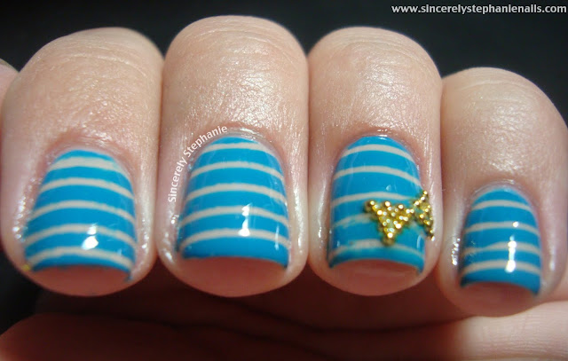 stripe and bow nail art