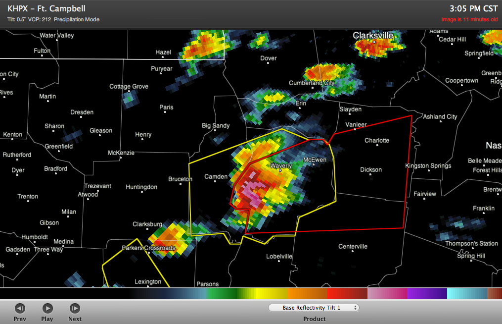 The Weather Centre Tornado Warning (Hook Echo Sighted) Waverly, Tennessee