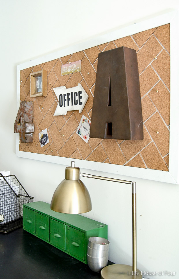 DIY Herringbone Cork Board {Monthly DIY Challenge} Little House of