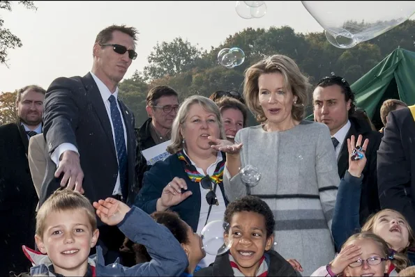 Queen Mathilde of Belgium attend the celebrations for the 100th anniversary of youth movement 'Catholic Guides in Belgium' (Guides Catholiques de Belgique) in Namur,