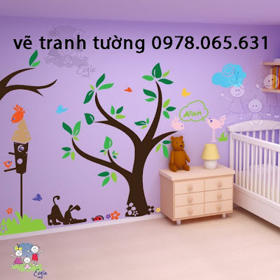 vẽ tranh tường phòng bé vẽ tranh tường,vẽ tranh tường mầm non