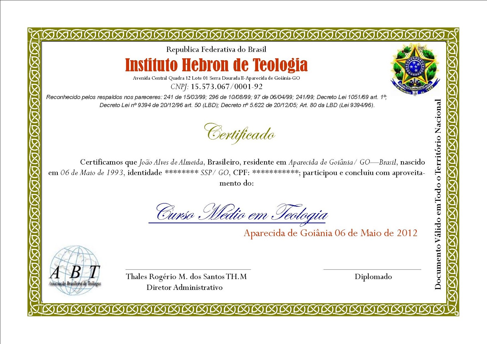 thales rog 233 rio modelos dos diplomas do instituto hebron modelo de diploma