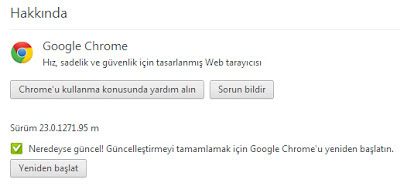 Google Chrome 23 Güncelleme