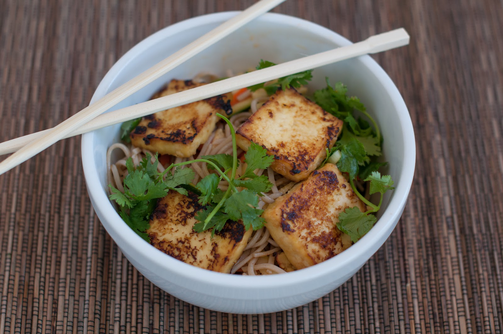 cold soba noodles with miso tofu and summer vegetables Marin Mama Cooks