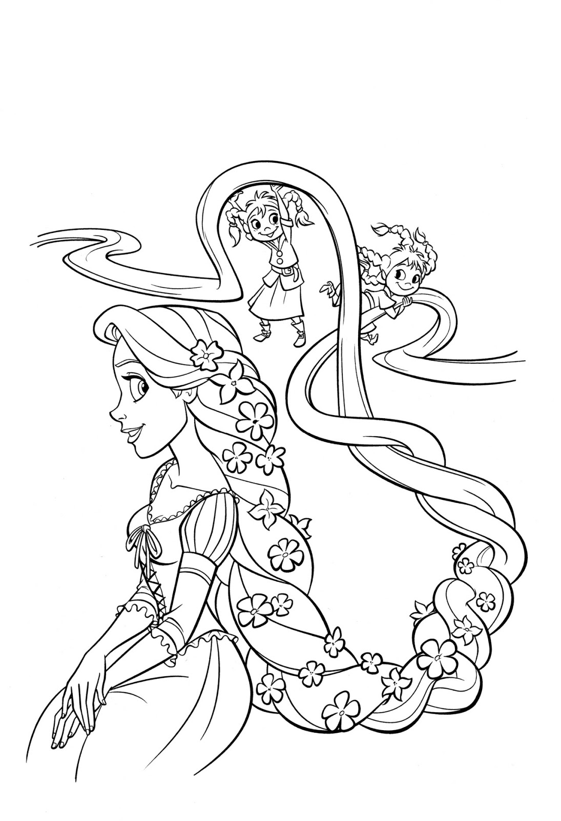 Kids Under 7 Tangled Rapunzel Coloring Pages