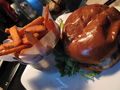 burger with sweet potato fries