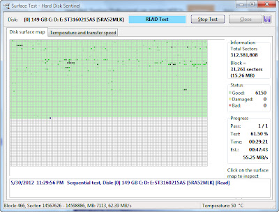 Surface Test (Read Test) in Hard Disk Sentinel Professional