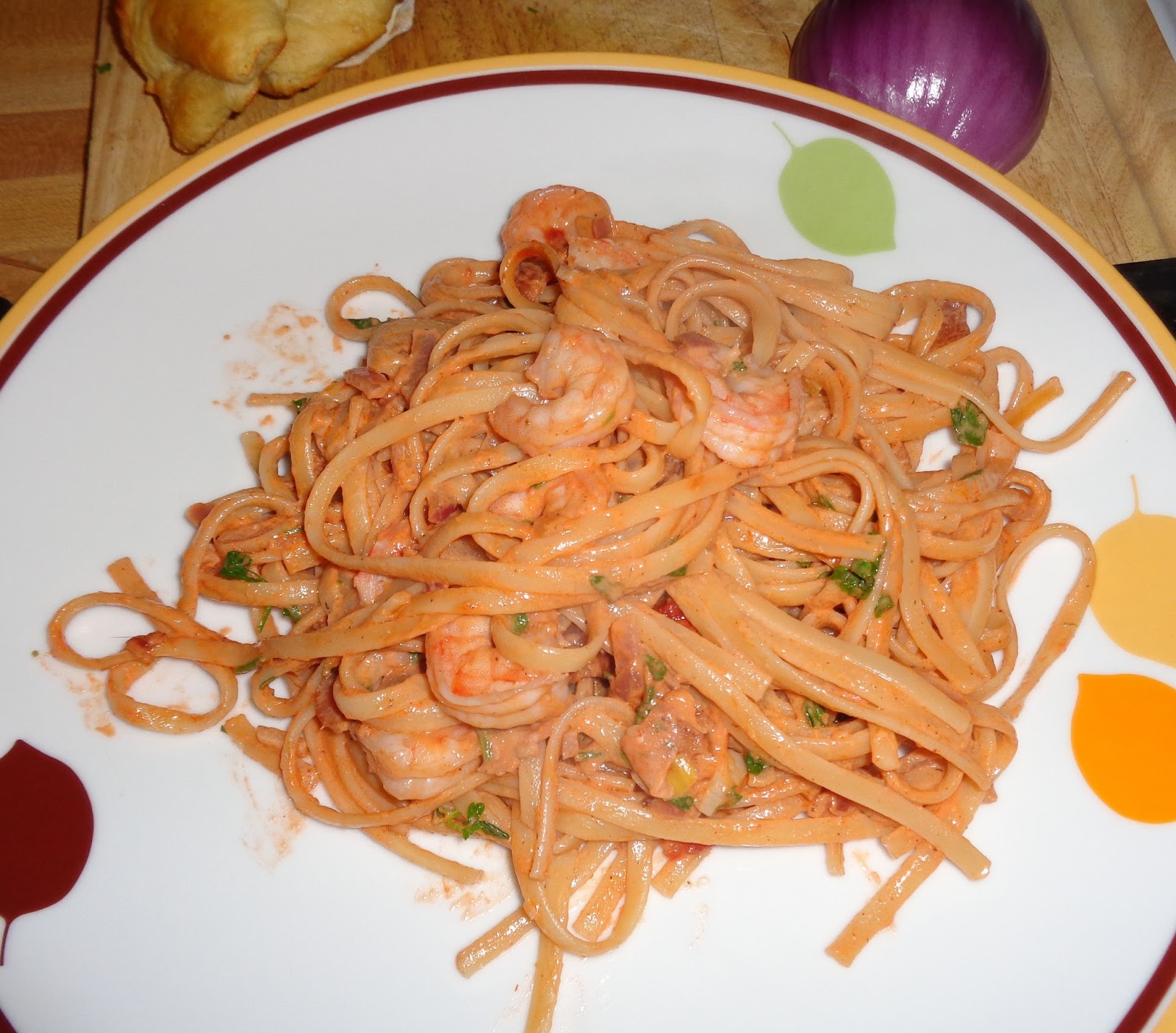Tales From A Middle Class Kitchen Linguine with Shrimp and Bacon in