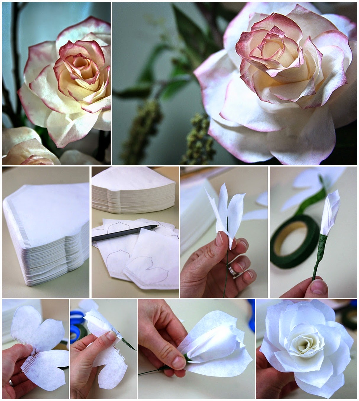 DIY Coffee Filter Rose DIY Craft Projects