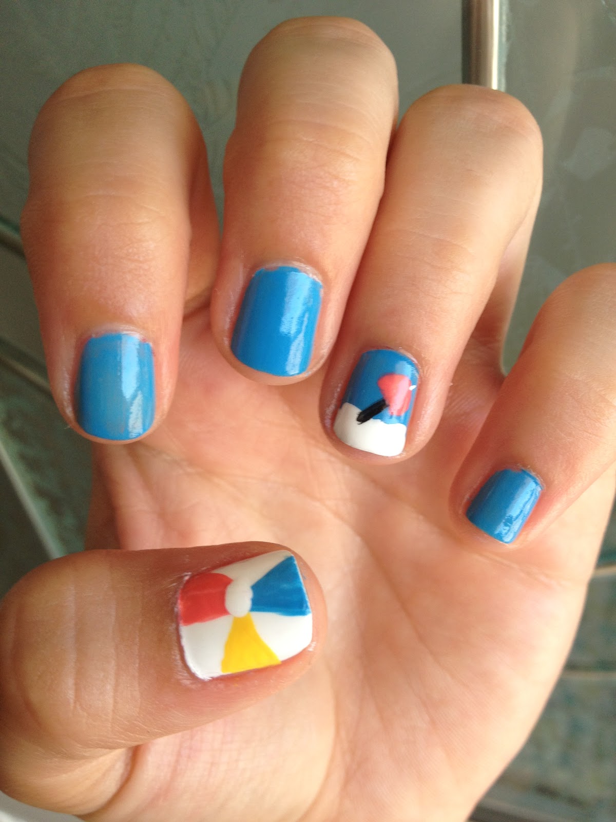 Miscellaneous Manicures: Ocean Blue Beach Nails