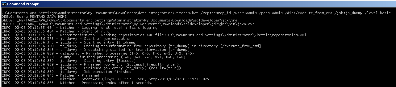 PL/dwh: Pentaho Data Integration - Run from the Windows cmd (#018)
