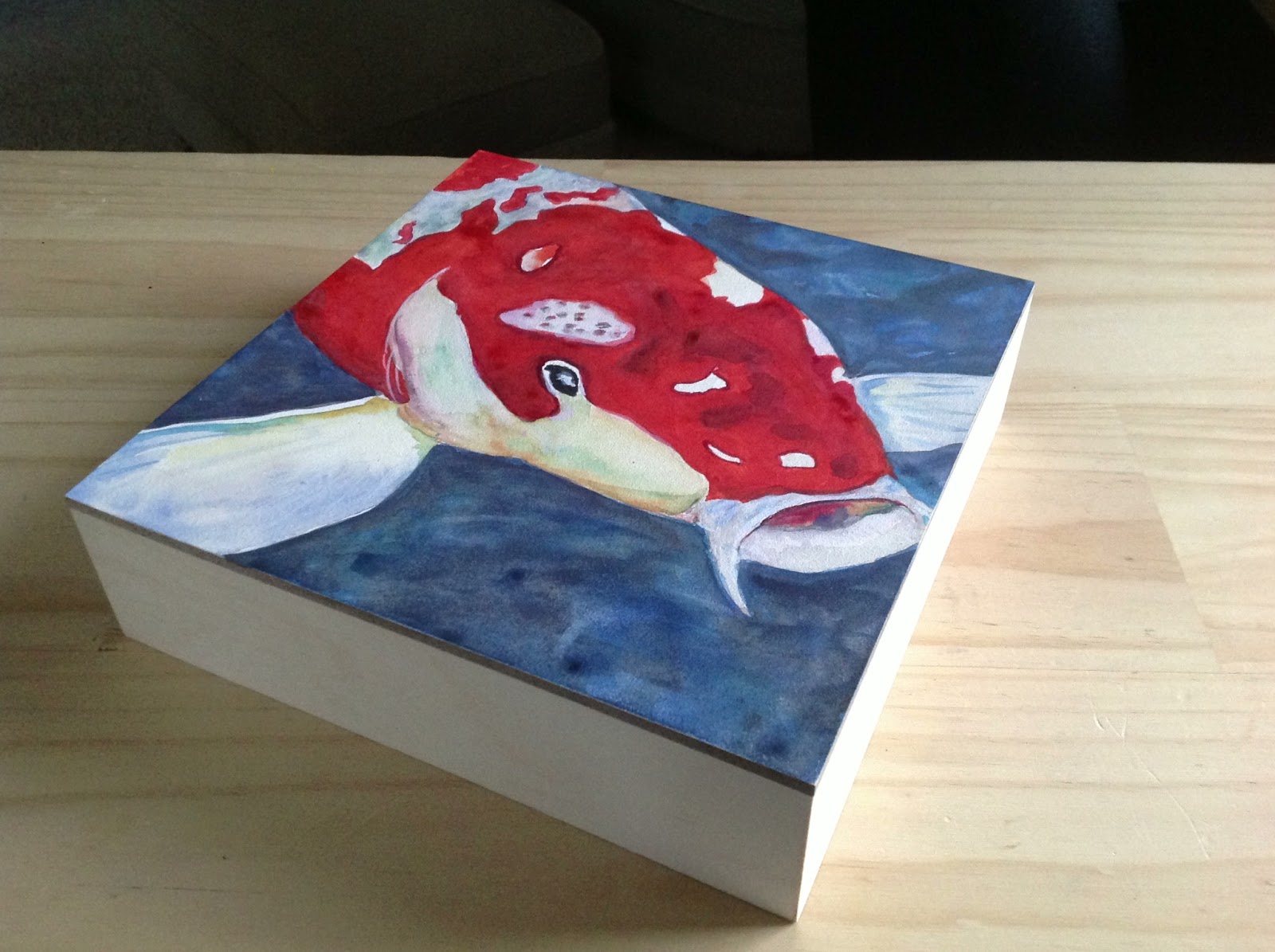 Kellie Chasse Fine Art "Koi" Watercolor on 8x8 Clayboard