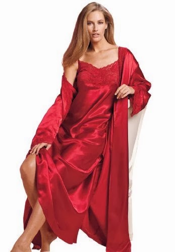 Amoureuse Women's Plus Size Long Satin Peignoir Set