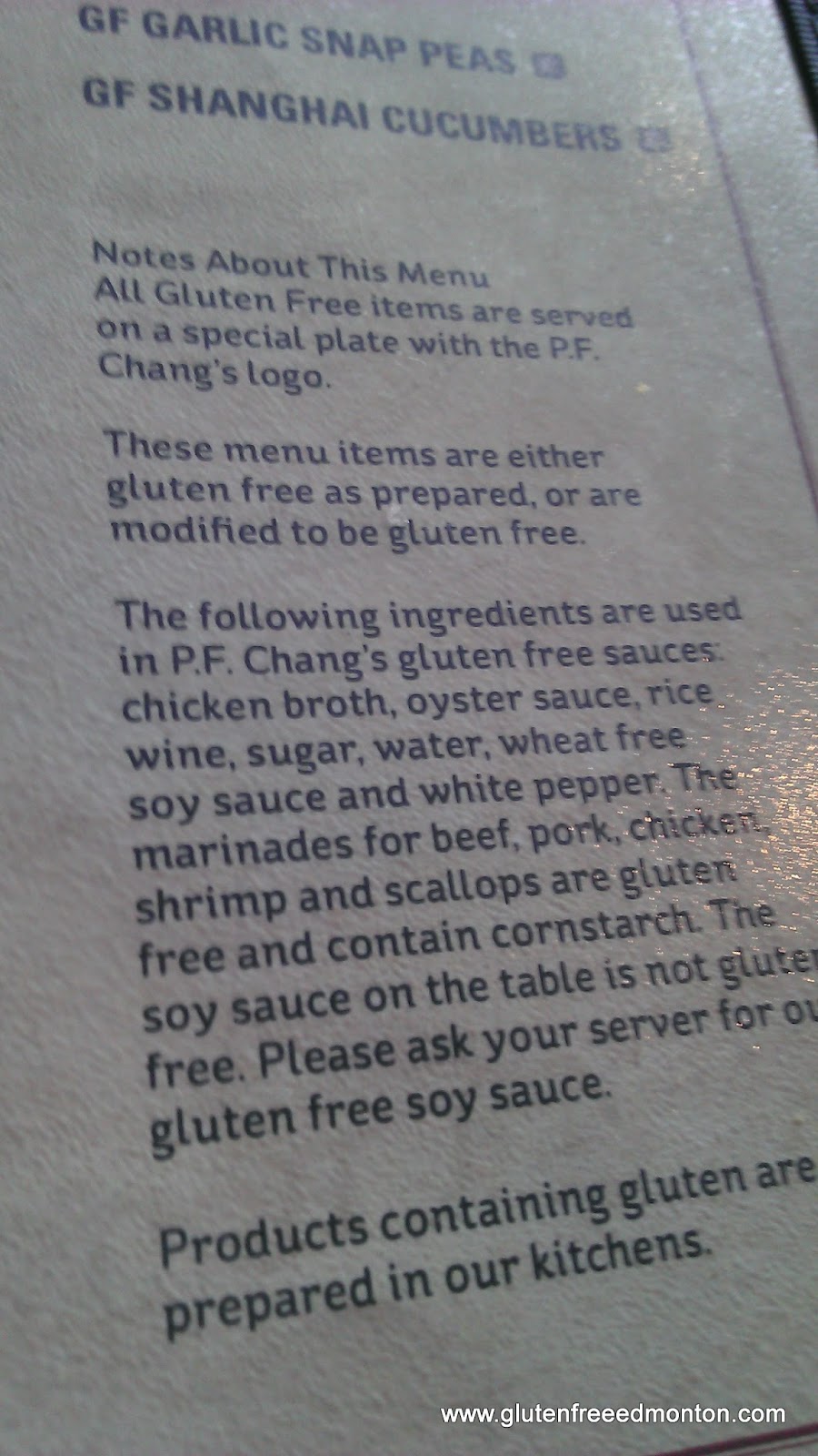 PF Chang's Gluten Free Menu Makes it to Canada