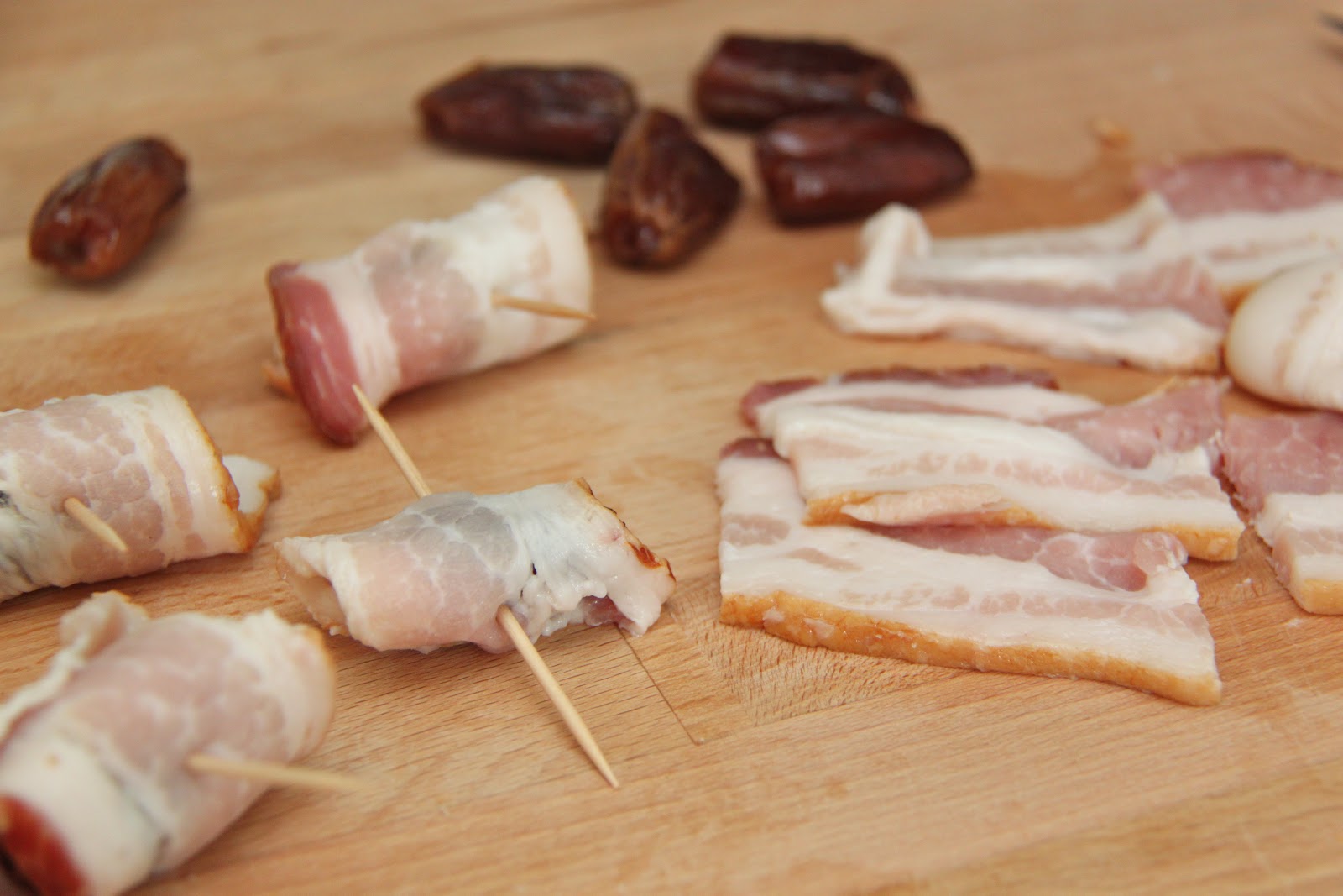 RECIPE Balsamic Glazed Bacon Wrapped Dates Smashed Peas & Carrots