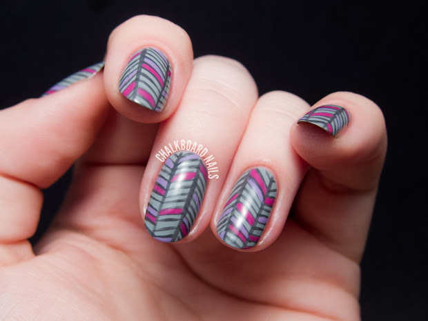 grey herringbone nail art chalkboard