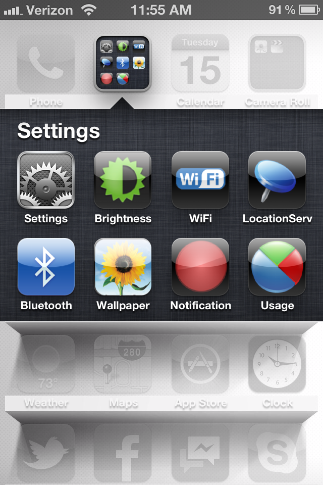 Android like TOGGLE (wifi gps etc) Settings for iPhone Listen to Tristan
