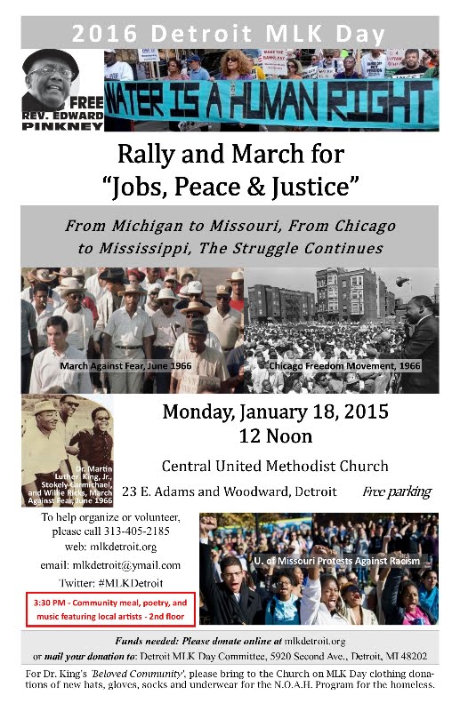 13th Annual Detroit MLK Day Rally & March, Mon. Jan. 18, 2015, Noon-5:30pm