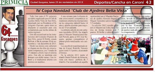 Columna de ajedrez "64 Escaques" del estado Bolívar Columna de ajedrez "64 Escaques" del estado Bolívar