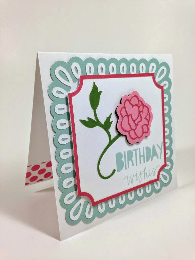 Cricut Martha Stewart Elegant cartridge Birthday Wishes card sideview