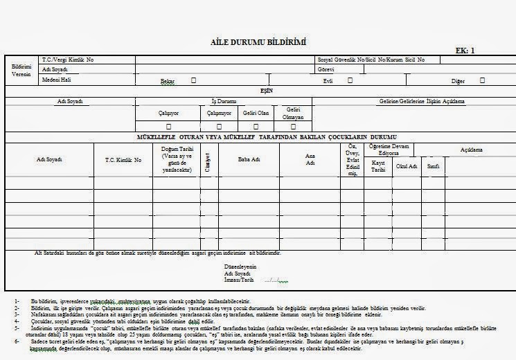 aile durumu bildirim formu