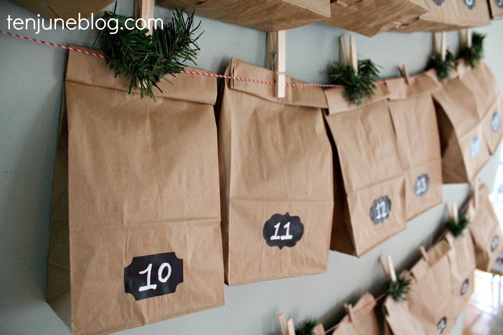 Ten June Simple Paper Bag + Chalkboard Tag Advent Calendar