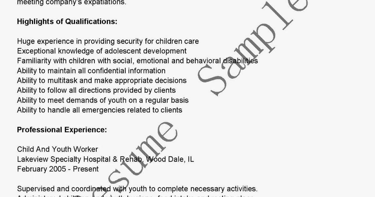 resume samples child and youth worker resume sample youth worker qualifications