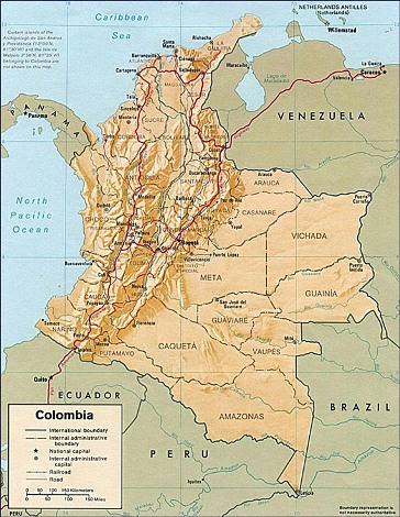 mapa de la division politica de colombia