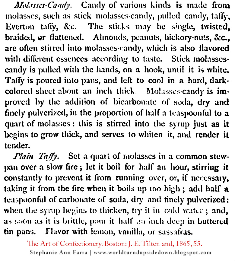 World Turn'd Upside Down Civil War Molasses Candy Recipe and Candy Pulls