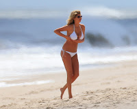 Kate Upton wearing a  white bikini on the set of The Other Woman