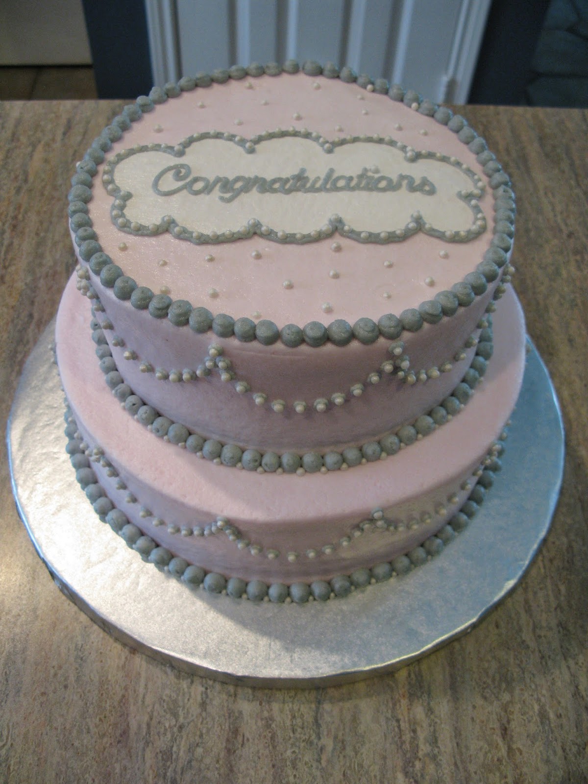 A Counselor s Confections Pink and Grey Baby Shower Cake