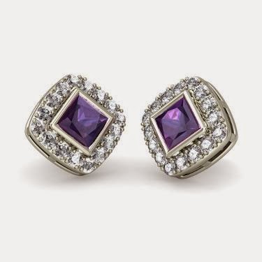 diamond earrings gemstone women purple
