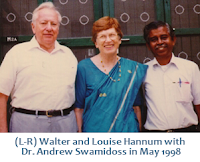 Walter and Louise Hannum with Dr. Andrew Swamidoss - May 1998