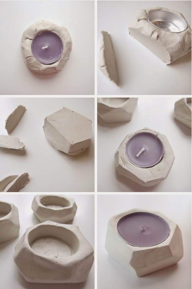 http://www.gatheringbeauty.com/2013/07/diy-faceted-clay-tealight-holders.html#.VDI5i74xH9A