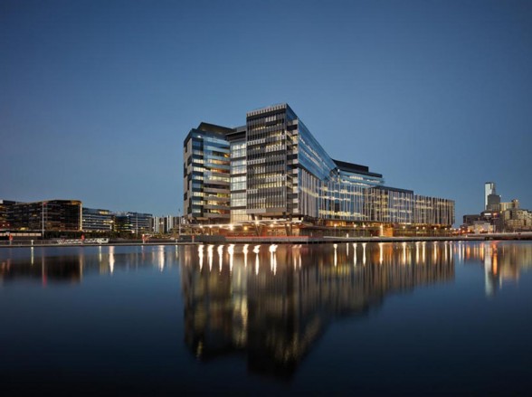 ANZ business centre exterior view from Yarra River