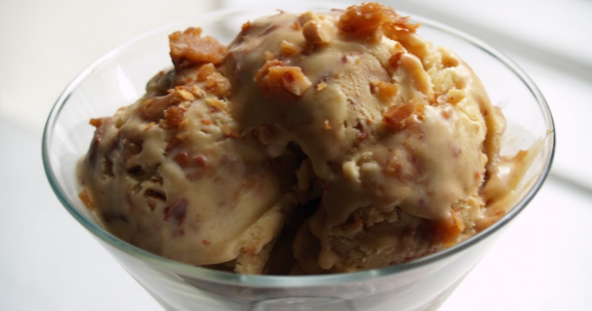 Persimmon and Peach Peanut Brittle Ice Cream