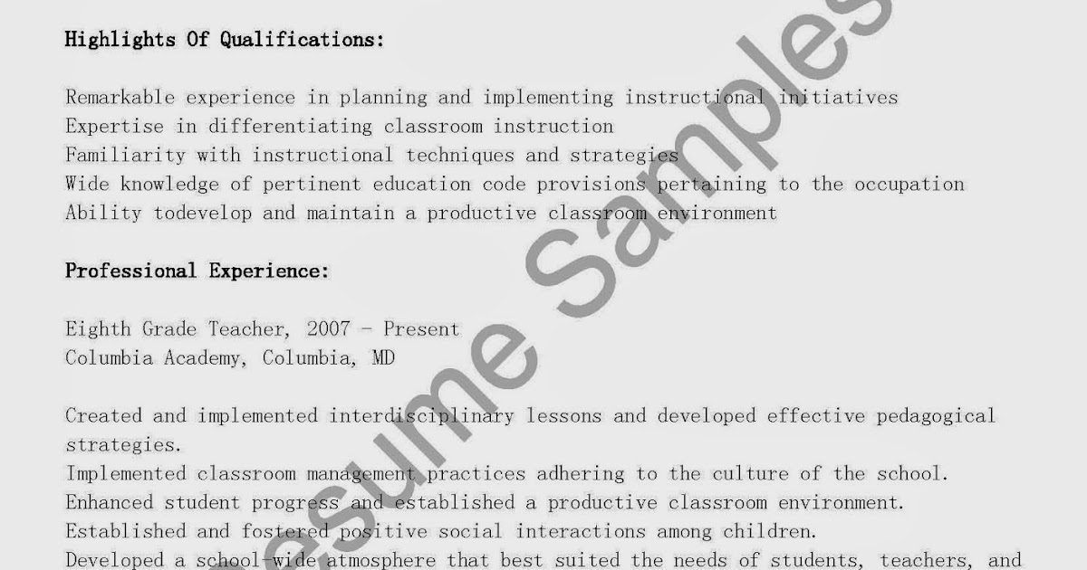 Expert resume writing 8th grade