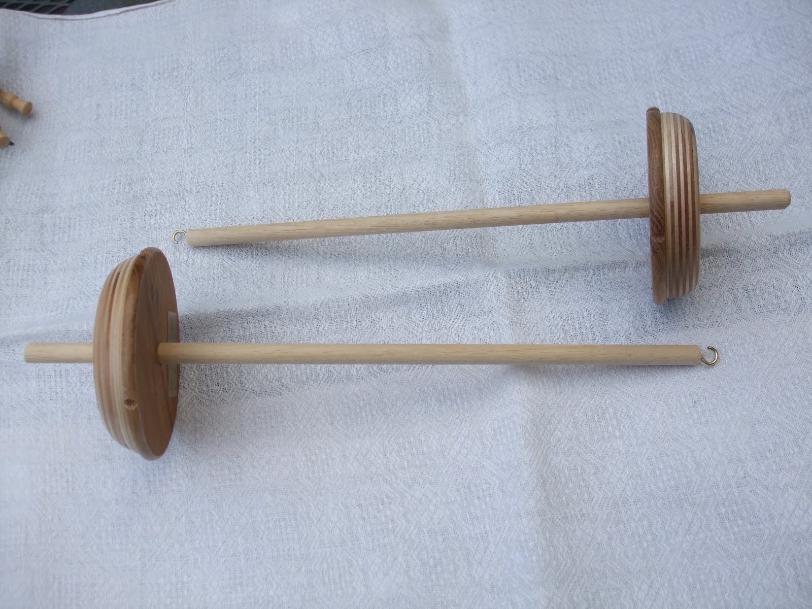 Perfect weather for spinning and knitting new spindles