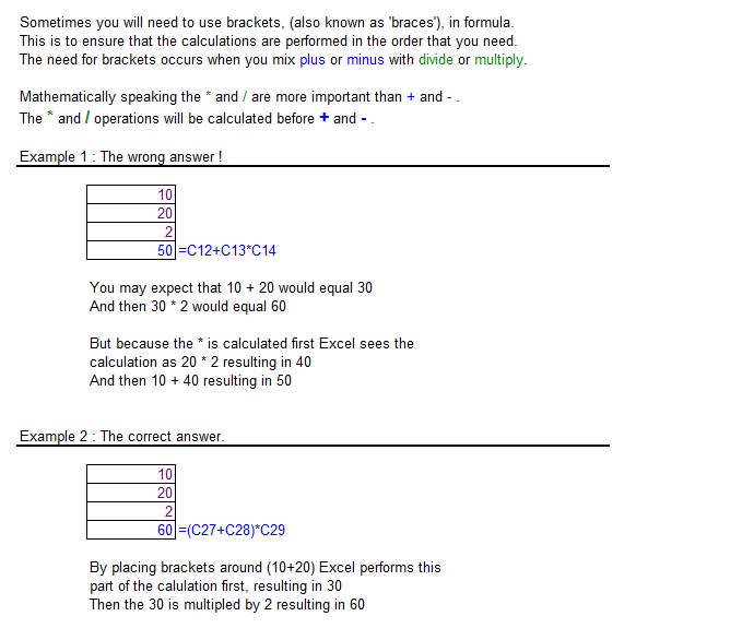 Microsoft Excel Formula Formula No.7 Brackets in Formula