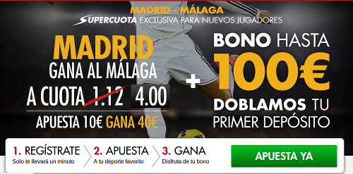 Super cuota 4 Real Madrid vs Málaga Liga bbva Sportium 18 abril Super cuota 4 Real Madrid vs Málaga Liga bbva Sportium 18 abril