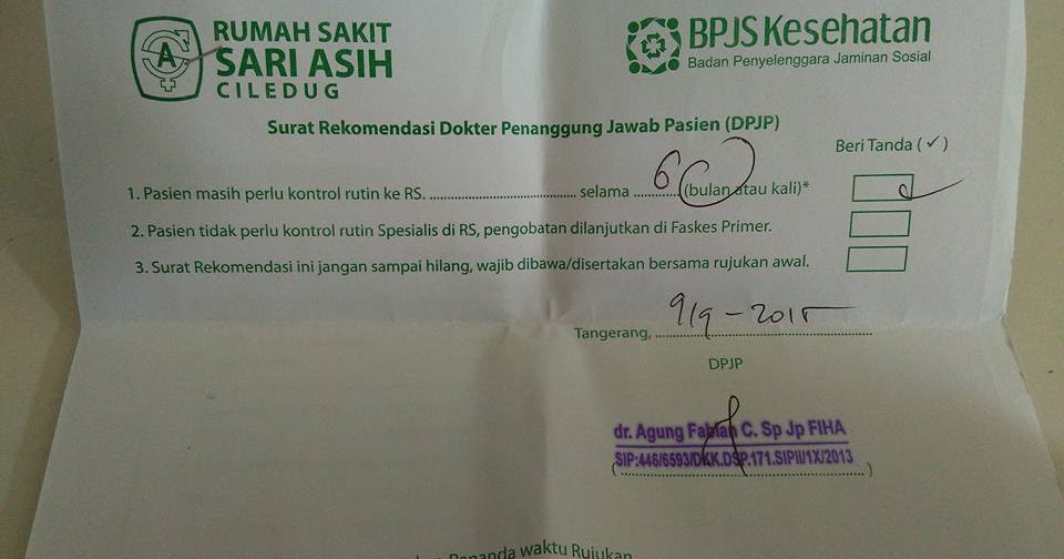 Surat Rekomendasi DPJP, Agar Pasien BPJS Tidak Minta ...