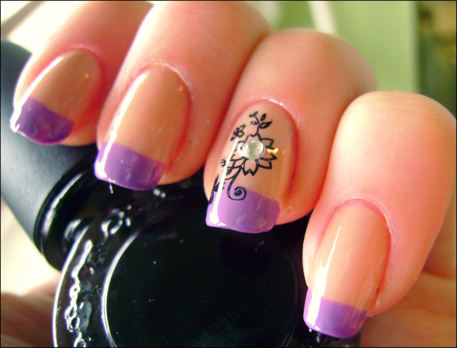 acrylic nail art designs Lilac french manicure + Konad m82