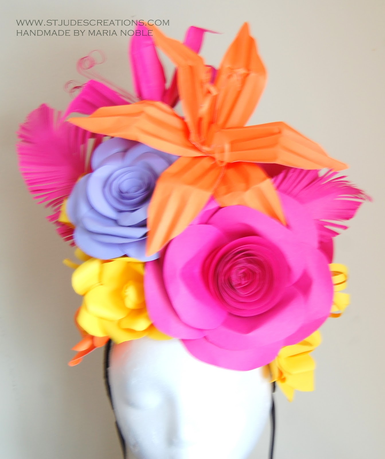 Large paper flower hat Handmade PaPer FloweRs by Maria Noble