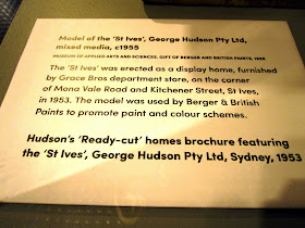 Exhibition information card for the model 'St Ives' house in the exhibition 'Dream Home Small Home'