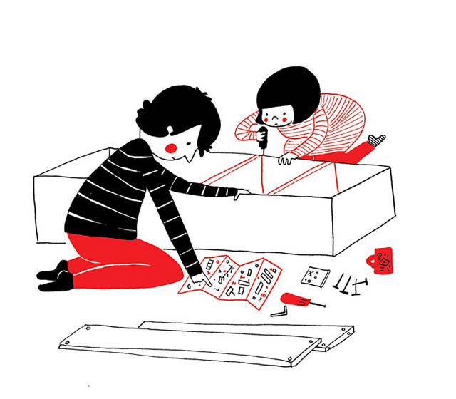 Heartwarming Illustrations Show That True Love Is In The Little Everyday Things - Building IKEA furniture is like playing with LEGO when it’s just the two of you Heartwarming Illustrations Show That True Love Is In The Little Everyday Things - Building IKEA furniture is like playing with LEGO when it’s just the two of you