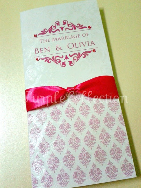 Pink Damask Wedding Invitation Card, Pink damask wedding, wedding, wedding invitation card, pink ribbon card