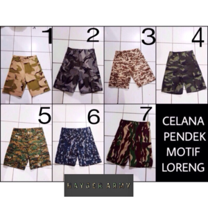 Celana Pendek Motif Loreng