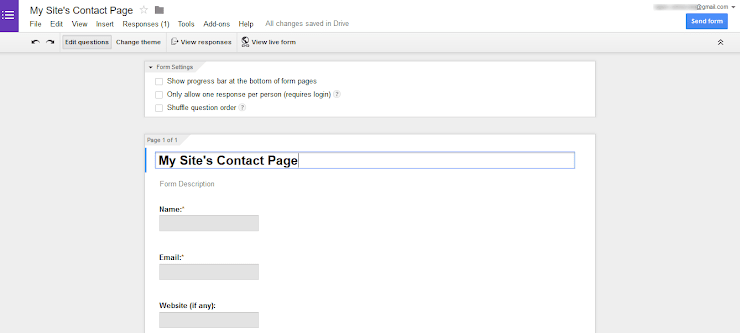 Google Drive form making interface